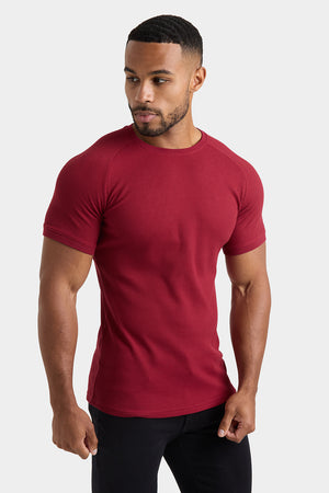 Short Sleeve Waffle T-Shirt in Claret - TAILORED ATHLETE - USA