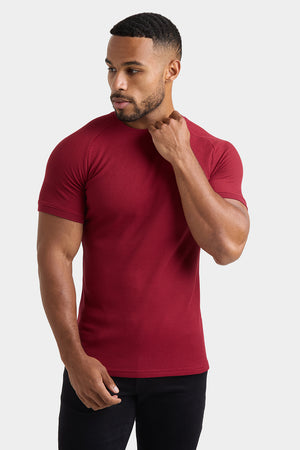 Short Sleeve Waffle T-Shirt in Claret - TAILORED ATHLETE - USA