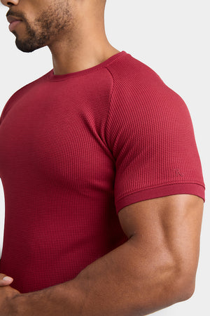 Short Sleeve Waffle T-Shirt in Claret - TAILORED ATHLETE - USA