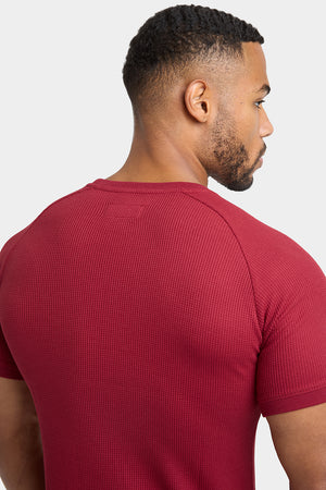 Short Sleeve Waffle T-Shirt in Claret - TAILORED ATHLETE - USA