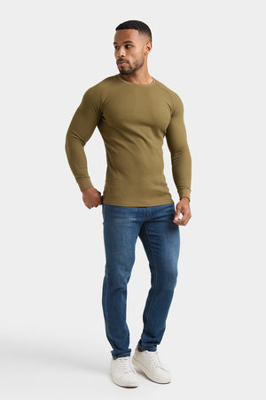 Waffle Textured T-Shirt in Khaki - TAILORED ATHLETE - USA