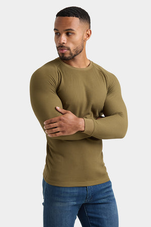 Waffle Textured T-Shirt in Khaki - TAILORED ATHLETE - USA