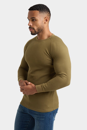 Waffle Textured T-Shirt in Khaki - TAILORED ATHLETE - USA