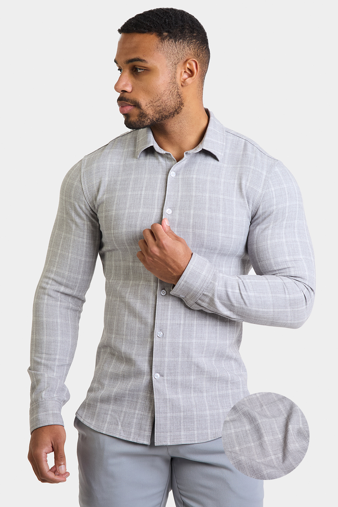 Check Overshirt in Pale Grey