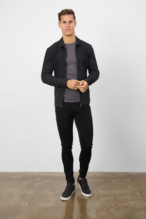 Zip Front Shacket in Dark Charcoal - TAILORED ATHLETE - USA