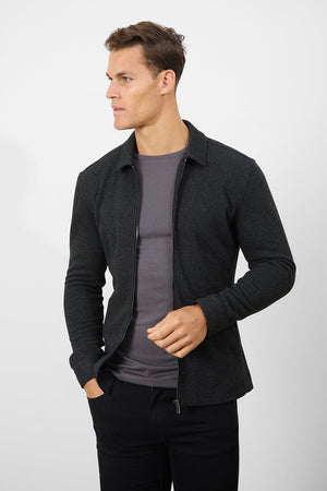 Zip Front Shacket in Dark Charcoal - TAILORED ATHLETE - USA