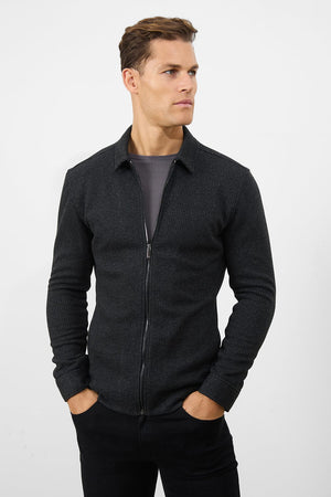 Zip Front Shacket in Dark Charcoal - TAILORED ATHLETE - USA