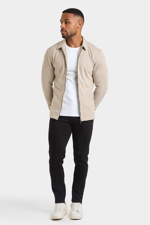 Zip Front Shacket in Stone - TAILORED ATHLETE - USA