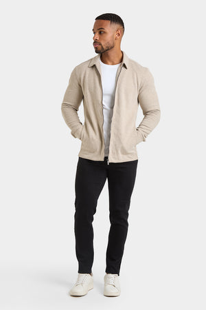 Zip Front Shacket in Stone - TAILORED ATHLETE - USA