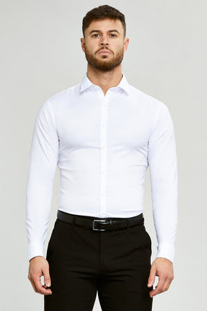 2 Pack Athletic Fit Dress Shirts in White - TAILORED ATHLETE - USA