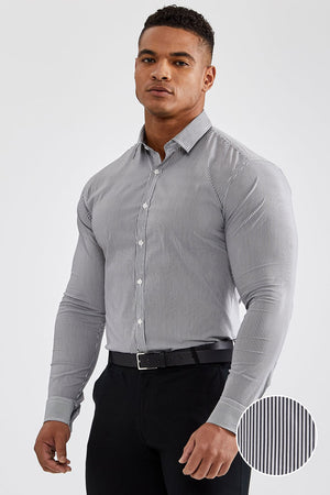 Essential Business Shirt in Striped Black - TAILORED ATHLETE - USA