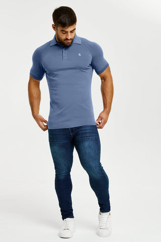 Athletic Fit Polo Shirt in Stone Blue