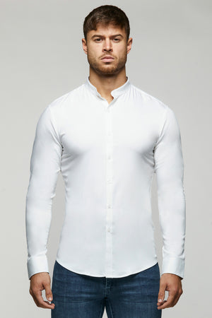 Bamboo Grandad Shirt in White - TAILORED ATHLETE - USA