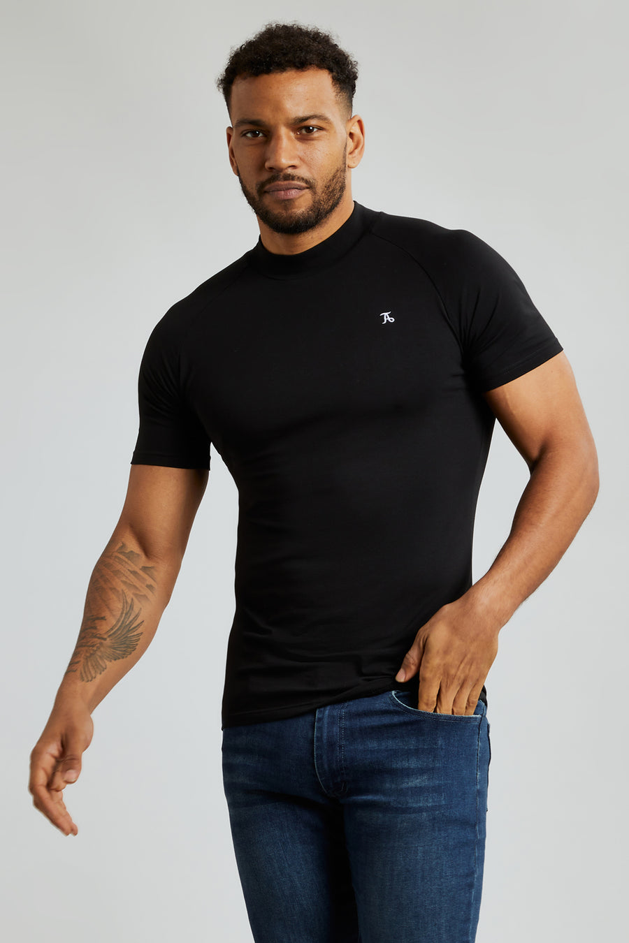 High Neck T-Shirt in Black - TAILORED ATHLETE - USA