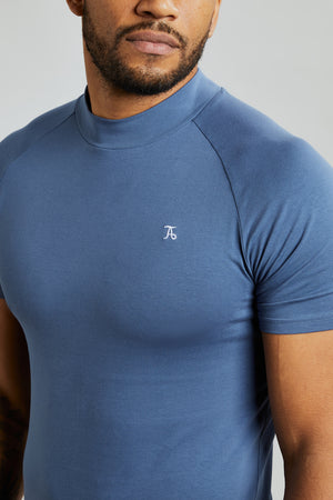 High Neck T-Shirt in Slate Blue - TAILORED ATHLETE - USA