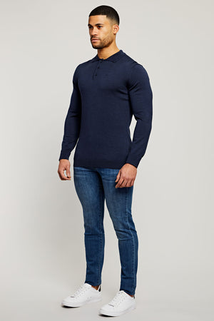 Tailored Athlete (LC) Merino Polo Shirt Long Sleeve in Navy, S