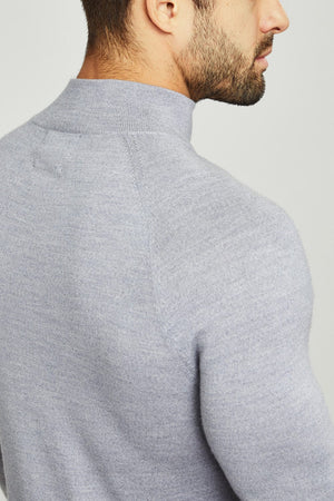 Merino Zip Neck Long Sleeve in Grey Melange - TAILORED ATHLETE - USA