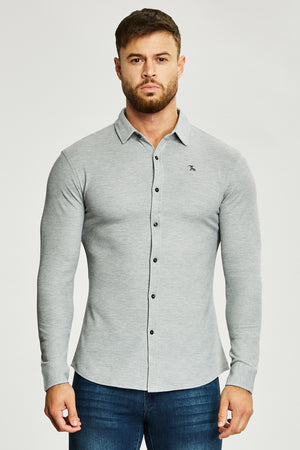 Pique Jersey Shirt in Grey Melange - TAILORED ATHLETE - USA