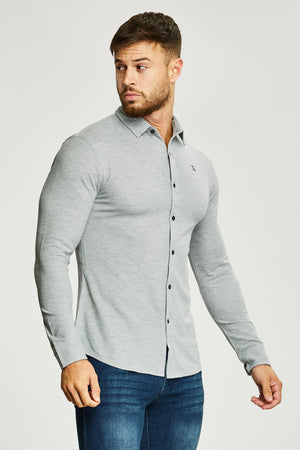 Pique Jersey Shirt in Grey Melange - TAILORED ATHLETE - USA