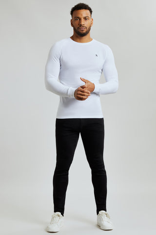 Pique T-Shirt Long Sleeve in White