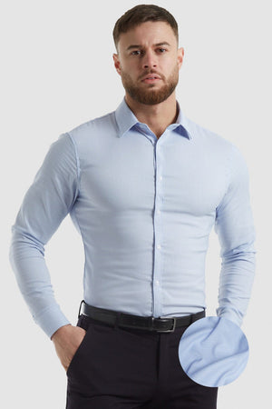 Luxe Business Shirt in Blue Mini Check - TAILORED ATHLETE - USA