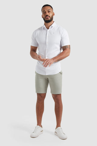 Athletic Fit Chino Shorts in Sage
