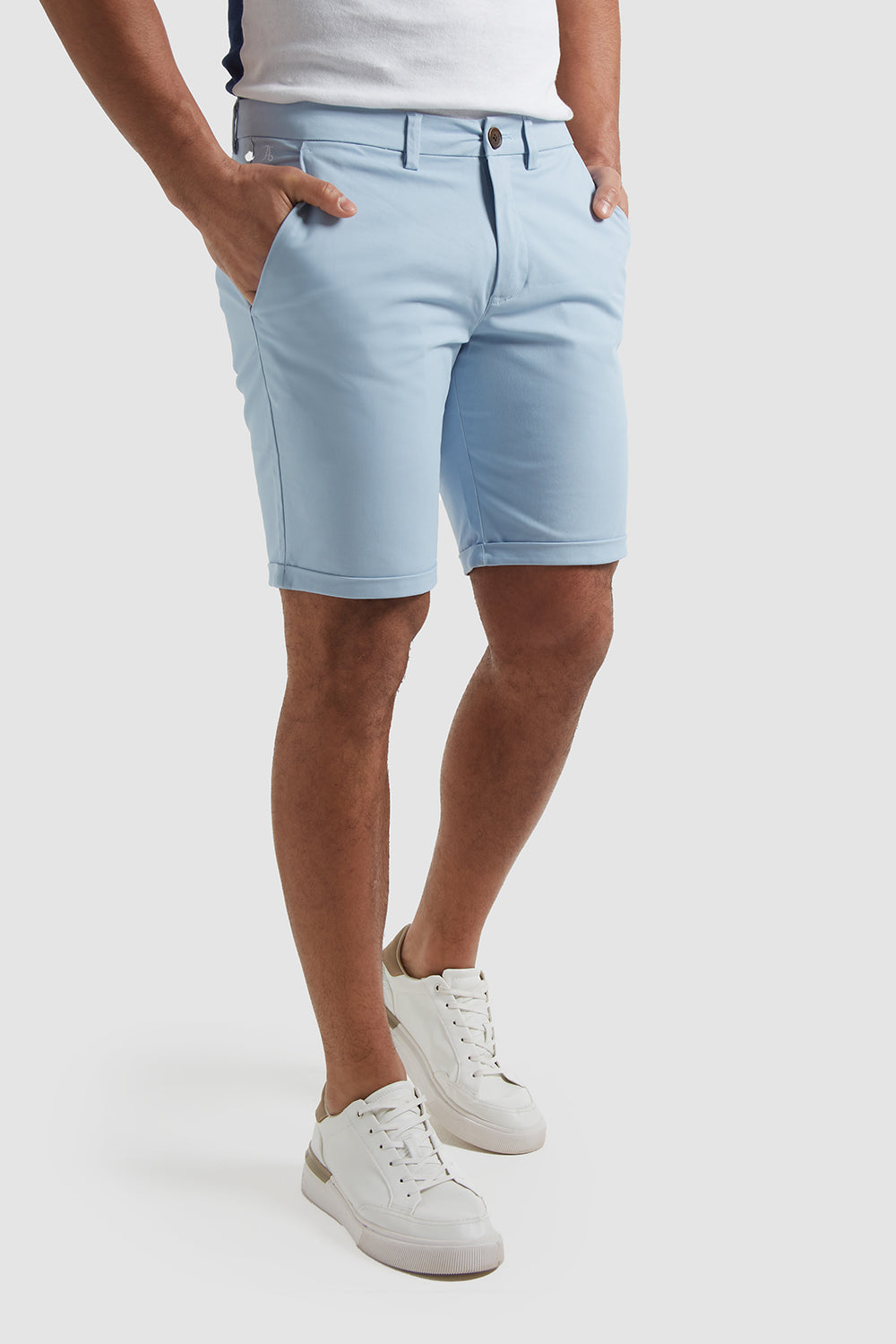 Athletic Fit Chino Shorts in Pale Blue - TAILORED ATHLETE - USA