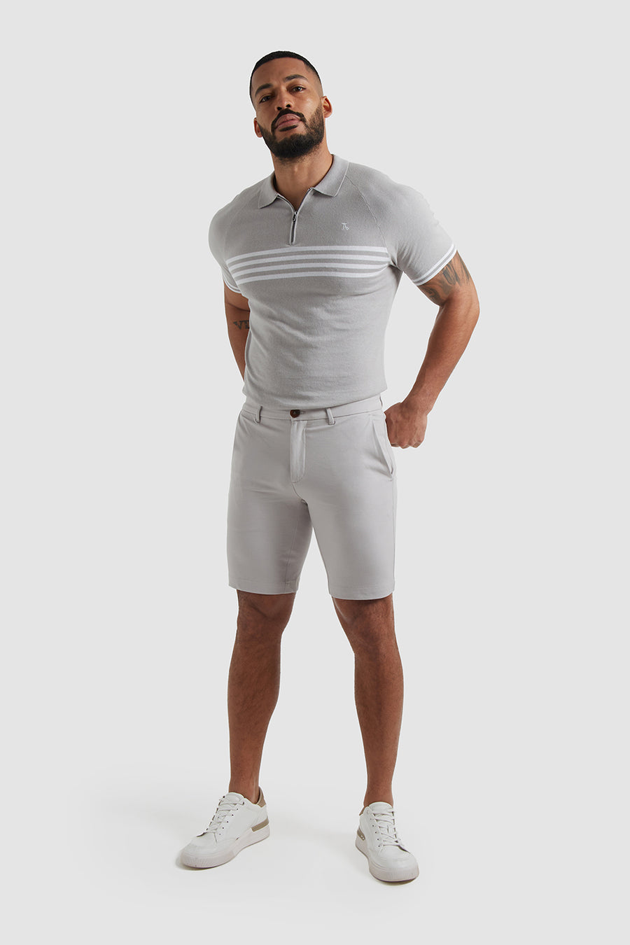 Athletic Fit Chino Shorts in Pale Grey - TAILORED ATHLETE - USA