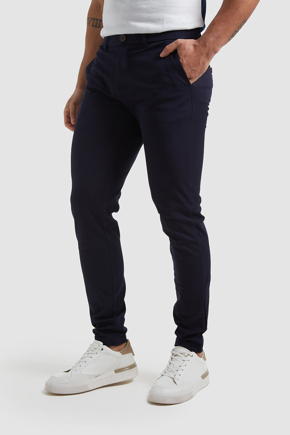 Buy Navy Blue Straight Belted Soft Touch Chino Trousers from the Next UK  online shop