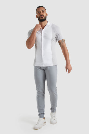 Colour Block Jersey Shirt (SS) in White/Grey - TAILORED ATHLETE - USA