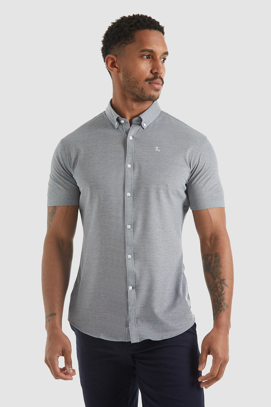 Cotton Oxford Shirt (ss) In Grey - TAILORED ATHLETE - USA