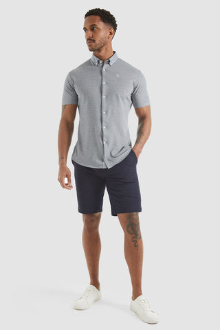 Cotton Oxford Shirt (ss) In Grey