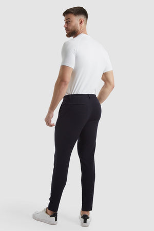 Cropped Pleated Pants in Navy - TAILORED ATHLETE - USA