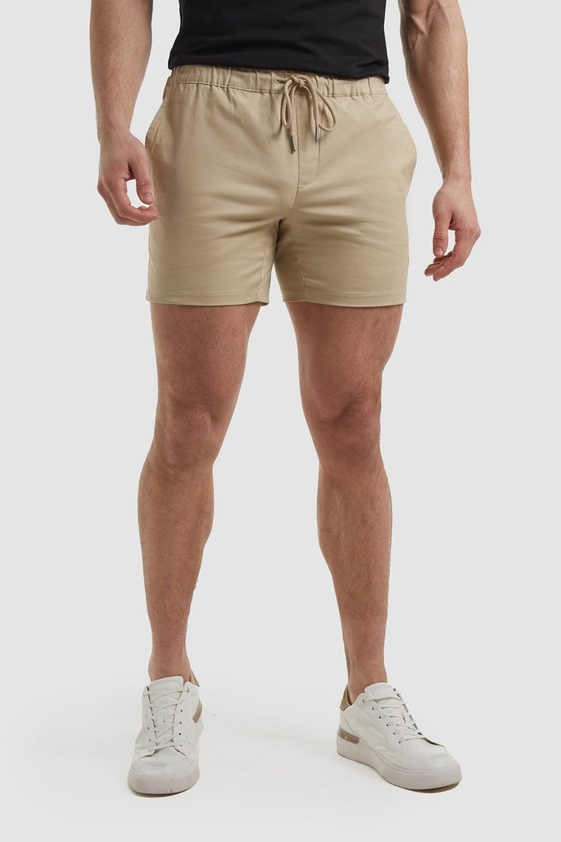 Athletic Fit Drawstring Chino Shorts In Stone - TAILORED ATHLETE - USA