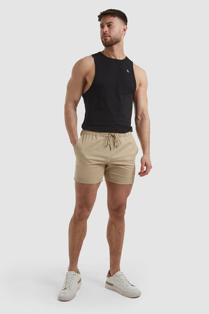 Athletic Fit Drawstring Chino Shorts In Stone - TAILORED ATHLETE - USA