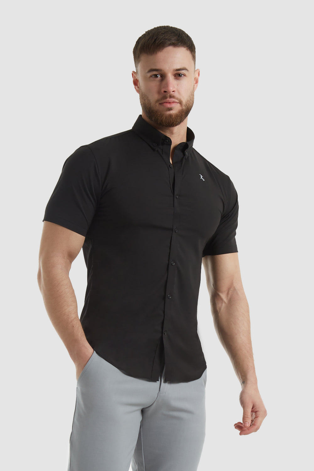 Easy Care Signature Shirt (SS) Black - ATHLETE TAILORED - in USA