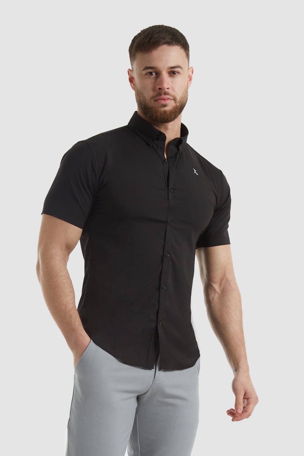 Easy Care Signature Shirt (SS) in Black - TAILORED ATHLETE - USA
