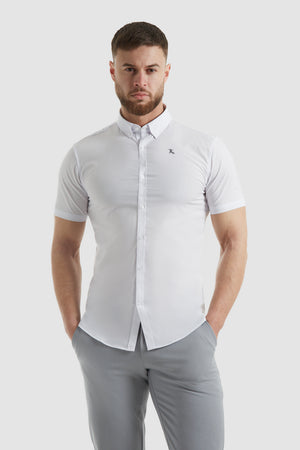 Easy Care Signature Short Sleeve Shirt in White - TAILORED ATHLETE - USA