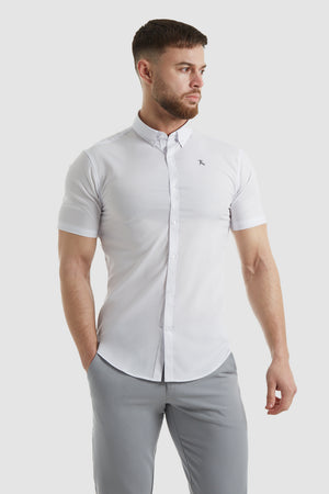Easy Care Signature Short Sleeve Shirt in White - TAILORED ATHLETE - USA