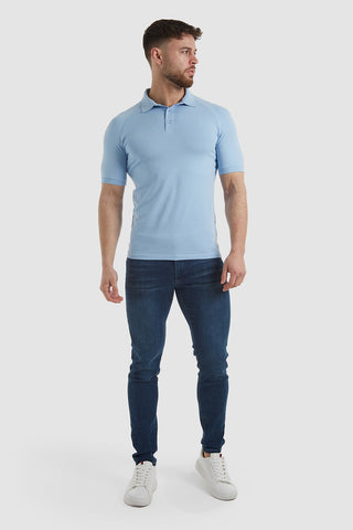 Athletic Fit Polo Shirt in Soft Blue
