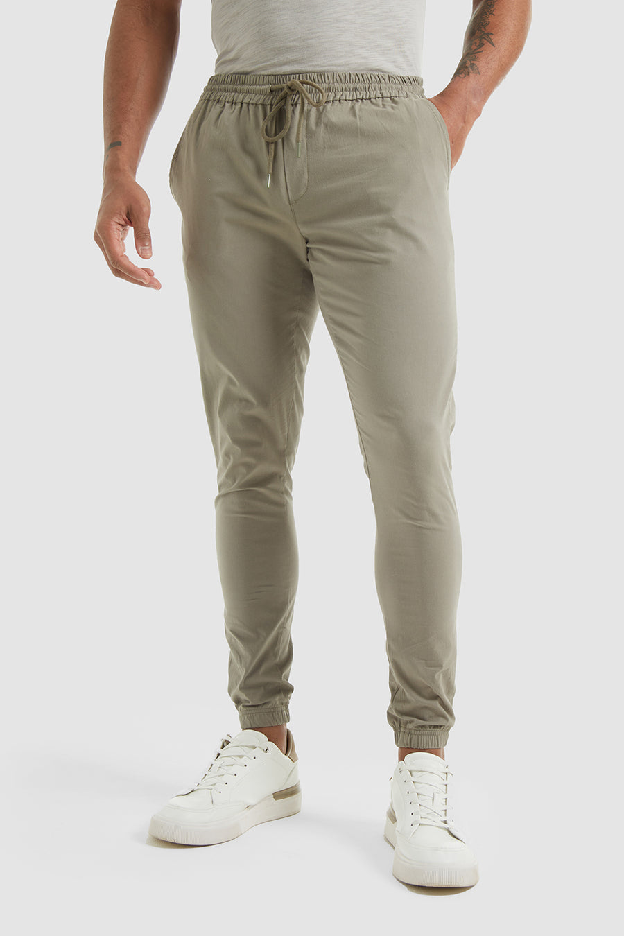 Lightweight Cuffed Trousers In Dusty Olive - TAILORED ATHLETE - USA
