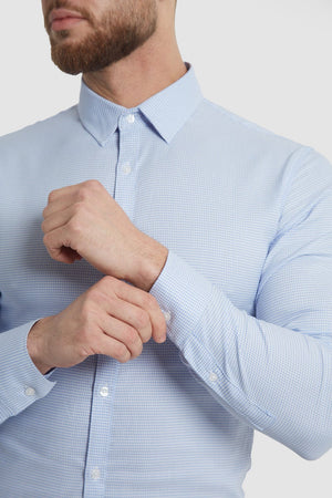 Luxe Business Shirt in Blue Mini Check - TAILORED ATHLETE - USA