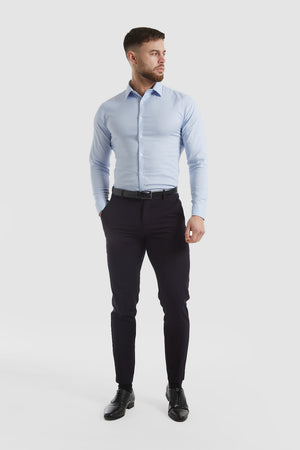 Luxe Business Shirt in Blue Mini Check - TAILORED ATHLETE - USA