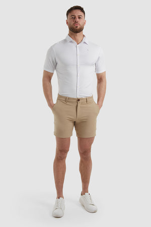 Athletic Fit Shorter Length Chino Shorts in Sand - TAILORED ATHLETE - USA