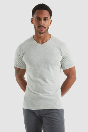 Slub Loop Back V Neck T-shirt In Soft Mint - TAILORED ATHLETE - USA