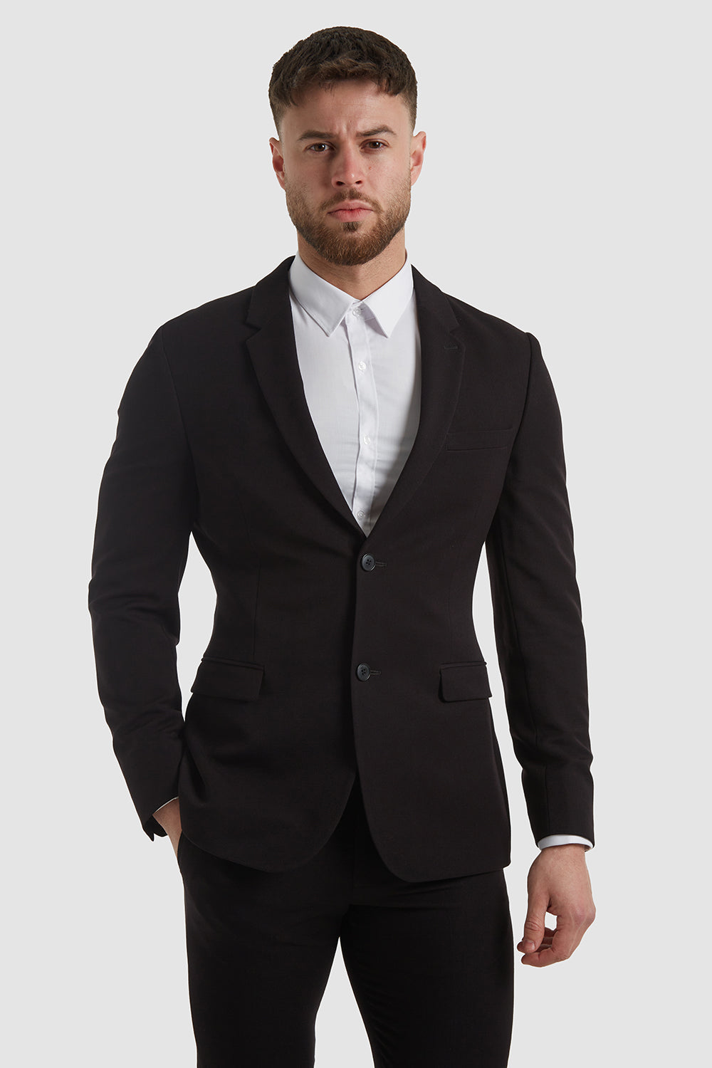 True Athletic Fit Suit Jacket in Black - TAILORED ATHLETE - USA